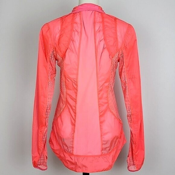 Lululemon Run Nothing To Hide Jacket Flash Coral Pink Mesh Panels Back Size 8 - Picture 3 of 13